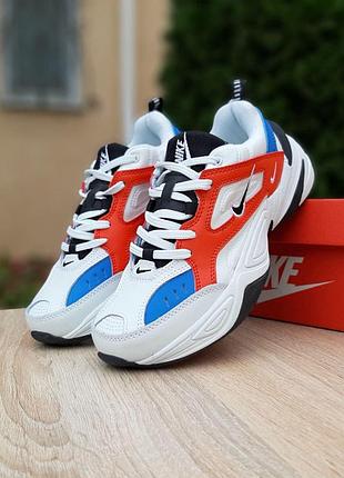 Nike m2k tekno белые с красным и синим