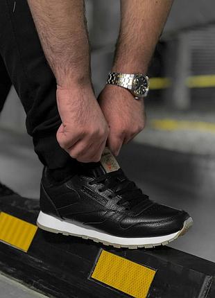 Кроссовки reebok classic leather black white