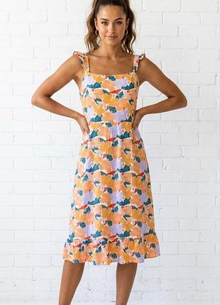 ☀️ повседневное платье-миди primark | tropical print | размер m-l (42)
