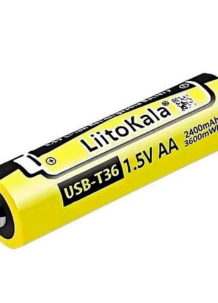 Акумулятор liitokala usb-t36 (aa) 2400 mah 3600 mwh type-c original