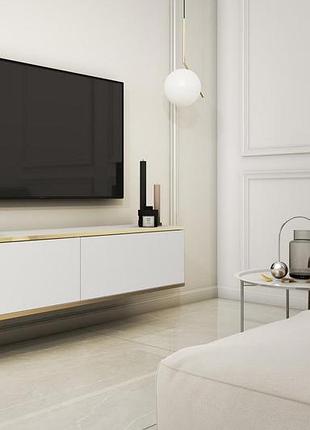 Тумба під телевізор навісна perfect home оро / oro 2-дверна rtv135 білий (pfh-091349)