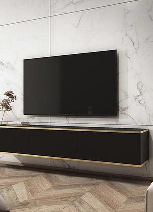 Тумба під телевізор навісна perfect home оро / oro 3-дверна rtv175 чорний (pfh-091362)