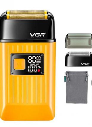 Электробритва vgr v-357, 2 насадки, триммер, аккумуляторная, влагозащита ipx6