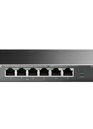 Комутатор tp-link tl-sf1006p 6x10/100 fast ethernet fe/4xpoe 56w