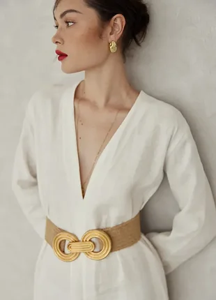 Ремінь zara natural stretch jute waist belt — 85 см