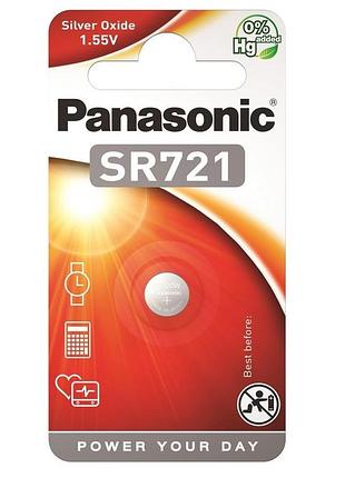 Батарейка сереброцинковая panasonic sr721 для часов и калькуляторов емкость 55мач формат sr58 1шт (sr721el1b)