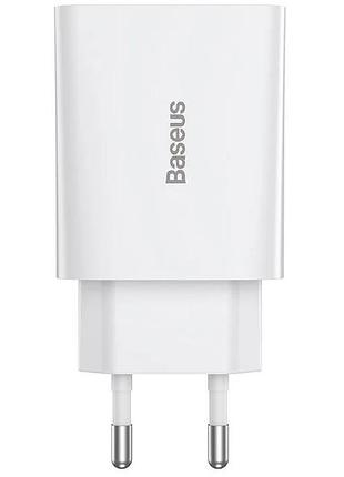 Адаптер сетевой baseus ccfs-sn02 speed mini usb type-c 20вт 3a белый