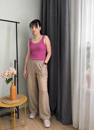 Брюки zara жіночі вільного крою з віскози бежеві
