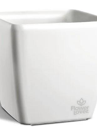 Вазон plastkon quadrato 18x18x17 flower lover белый