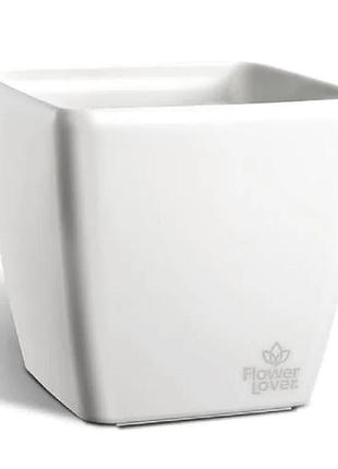Вазон plastkon quadrato 25x25x24 flower lover белый
