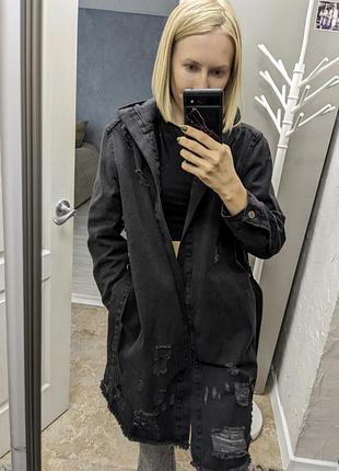Плащ, тренч джинсовый с капюшоном в идеальном состоянии 😍