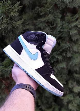 Nike air jordan белые с чёрным с бирюзой
