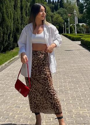 Спідничка міді сіточка в лео принт