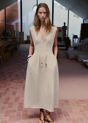 Сукня жіноча бежева лляна zara new