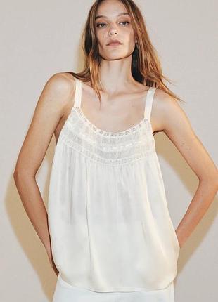 Атласный топ zw collection с кружевом