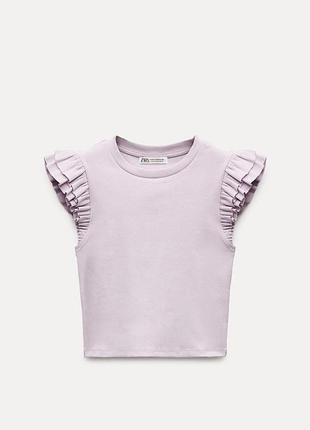 Укороченный топ в рубчик с рюшами zara