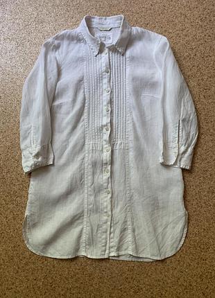 Рубашка сорочка туніка біла 100% льон пог 50 см