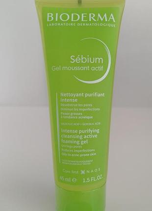 Гель для вмивання bioderma sebium gel moussant actif intense purifying and foaming gel