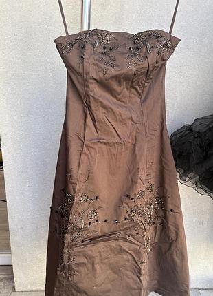 Вечірня сукня шоколад з вишивкою бісер coats