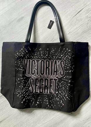 Сумки оригінал victoria’s secret, велика сумка-тоут victoria's secret чорна з паєтками оригінал 2