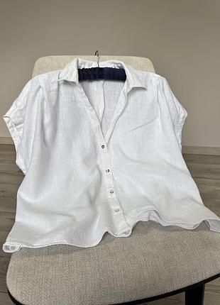 Сорочка zara льон з коротким рукавом