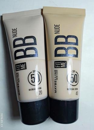 Тональный bb крем вв 30 мл spf 50 maybelline 20, 40 тон, основа для макияжа лица