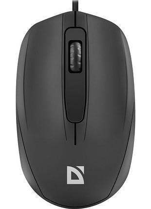 Проводная офисная мышь defender alpha mb-507 с бесшумными 3 кнопками, сенсором 1000 dpi и кабелем 1.8 м, черная (52507)