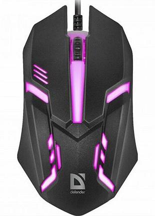 Мишка defender cyber mb-560l ігрова 4 кн 1200 dpi підсвітка 7 кольорів чорна