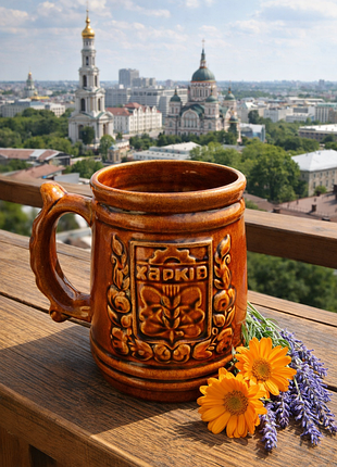 1990-е! 🍻 бокал харьков будянский фаянсовый завод винтаж керамика майолика кружка опак ссср советский