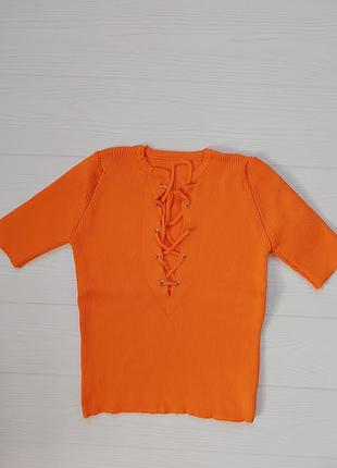 Футболка укорочена в рубчик із завязками  xs,s,m
