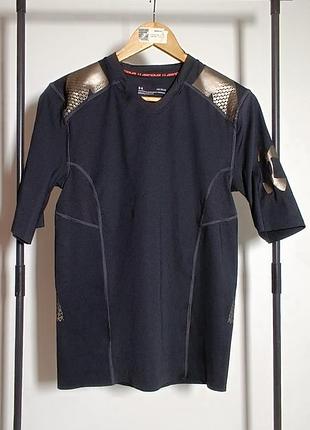 Under armour heatgear компресійна футболка чорна з золотом l/g 10