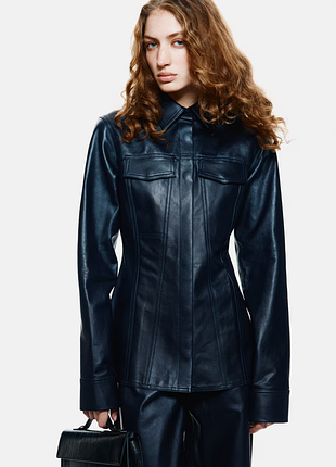 Шкіряна сорочка h&m premium selection 1307750001