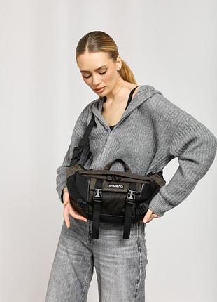 Большая женская поясная сумка бананка для планшета sambag dynamic dart хаки