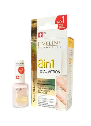 Средство для укрепления ногтей eveline nail therapy professional golden shine 8 в 1 регенерация 12 мл 9323