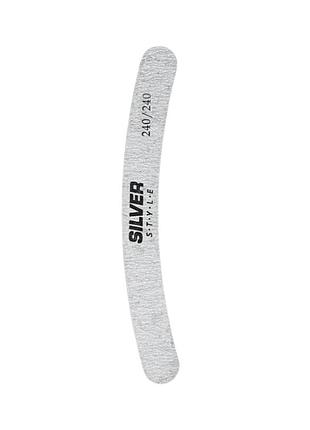 Пилочка для нігтів silver style szb 240/240 професійна сіра бумеранг
