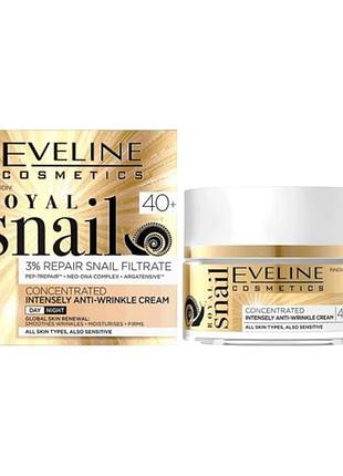 Крем для обличчя eveline royal snail 40+ проти зморшок для всіх типів шкіри 50 мл 0967