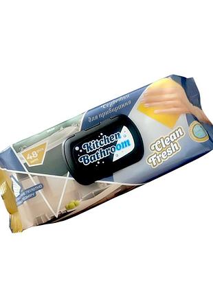 Влажные салфетки clean fresh kitchen bathroom кухня и ванна 48 шт. акция