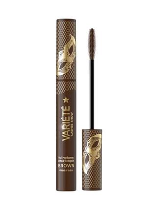 Туш для вій eveline cosmetics variete lashes show full volume ultra-length об'єм коричневий 10 мл.