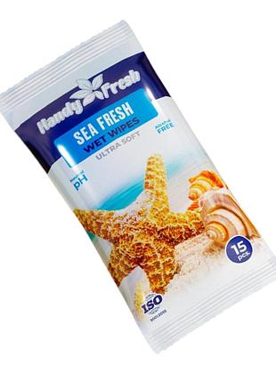Влажные салфетки handy fresh sea fresh 15 шт.