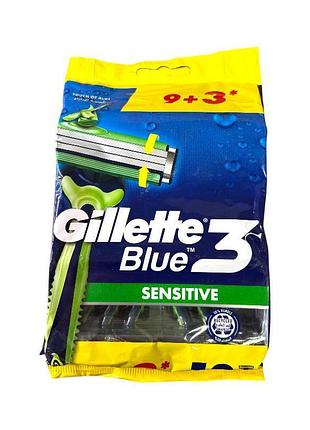 Станки для гоління gillette blue 3 sensitive 12 шт.