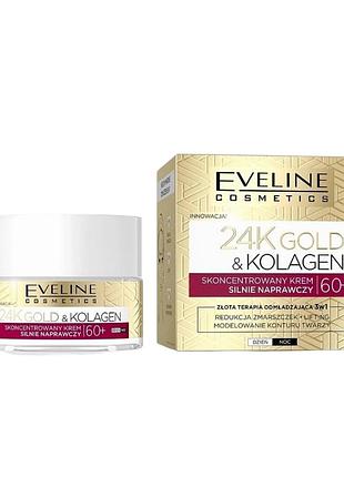Крем для лица eveline cosmetics 24k gold & collagen 60+ восстанавливающий с коллагеном 50 мл.