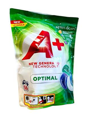 Капсулы для стирки а+ optimal 4 в 1 56 шт 6124