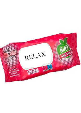 Влажные салфетки relax baby яблоко клапан 120 шт. акция