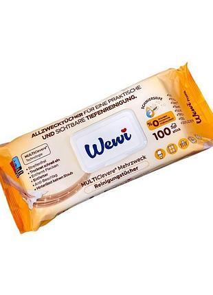 Салфетки влажные для уборки wewi желтые 100 шт 1517