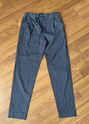 Чоловічі штани чінос темно-сині в чорну тонку смужку, massimo dutti, m, котон, віскоза