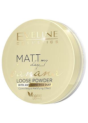 Розсипчаста пудра для обличчя eveline cosmetics matt my day banana loose powder 6 г.