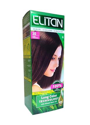 Крем-краска для волос elitan 30 тёмный каштан