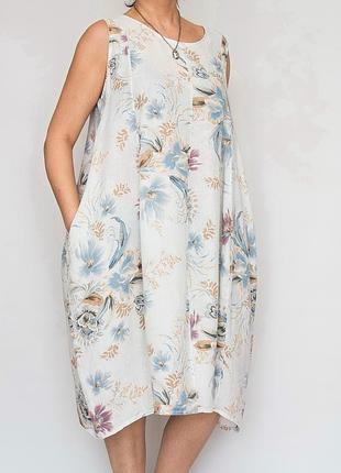 Платье льняное свободное в бохо стиле, new collection, лен.