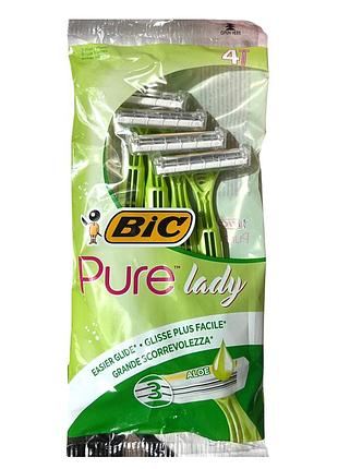 Одноразовые станки для бритья bic pure 3 lady 4 шт.