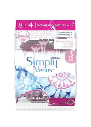 Станки для гоління gillette venus simply 3 12 шт.